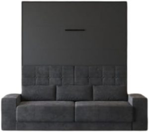 BB Loisir Lit escamotable 160x200cm Vertical Canapé Anthracite Lit Mural Sup M1 Anthracite
