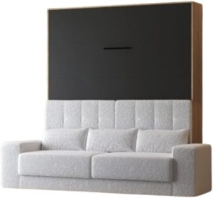 BB Loisir Lit escamotable 160x200cm Vertical Canapé Blanc Lit Mural Sup M1 Chêne Kaiserberg/Anthracite