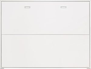 Lit Escamotable Horizontal 135x190 cm - Idéal pour Les Petites Chambres avec Sommier et Système Anti-basculement - 203x151x36 cm - Couleur Blanche - Design Compact et Sûr