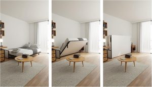 Lit escamotable Morphy Studio – Système Multifonction modulaire SizeFlex & TypeFlex, lit escamotable Gain de Place et Extensible avec modules canapé (140x190 cm, Horizontal)