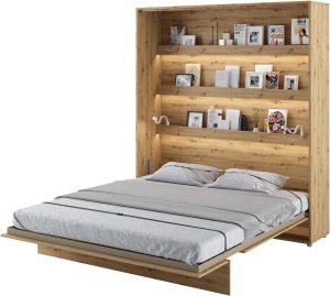 MEBLINI Lit Escamotable Bed Concept - Lit Pliant 2 Personnes - Mural Rabattable - Armoire - Placard - Murphy Bed - BC-13-180x200cm Vertical - Chêne Artisan